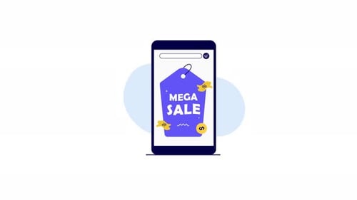 4k-Telefon mit Mega-Sale-Angebot, Banner-Konzept-Animationsvideo