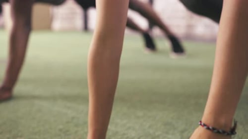 Young Adults Doing Side Plank Exercise Together