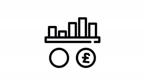 Animated Bar Chart and Currency Exchange Line Icon