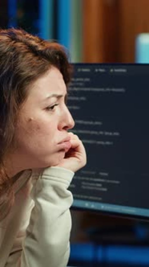 Un développeur vidéo vertical se sent inquiet et inquiet à propos des erreurs de programmation