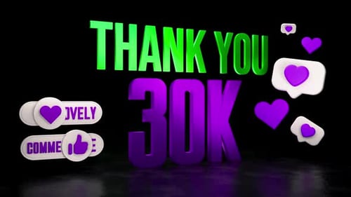 Animated 3D Social Media Thank You and Call to Action