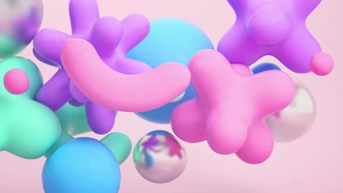 Playful Floating 3D Organic Shapes Abstract Background Loop