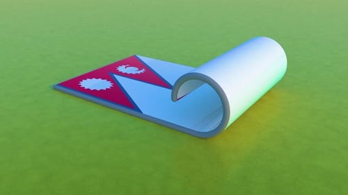 3D Nepali Flag Unrolling Reveal Animation