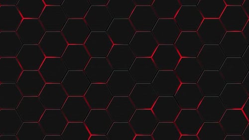 Seamless Loop Red Glowing Hexagon Technology Background