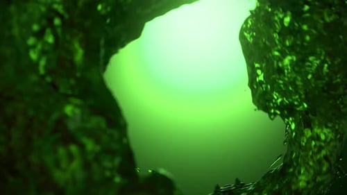 Green toxic liquid vortex tunnel animation. 3d loop animation 4k