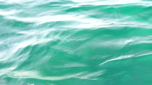 Sea Water Surface Camera Flies Over the Calm Azure Sea Nobody Holiday Recreation Concept Abstract