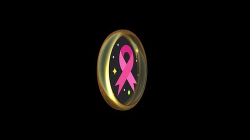 3D Rotating Pink Ribbon Breast Cancer Awareness Emblem
