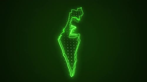 Digital Map Outline with Glowing Neon Effect