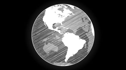 Rotating Sketch Earth Globe with Alpha Channel