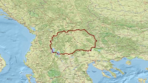 Animated Zoom-In Map of Macedonia with Highlighted Borders