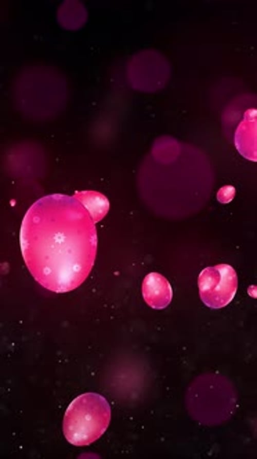 Floating Pink Easter Eggs with Snowflake Pattern Background