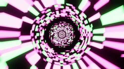 Neon Vj Loop Tube Tunnel Background Multicolored Travel 4K