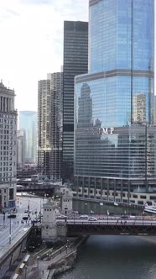 Sunset Skyline of Chicago Skyline At Chicago In Illinois United States.