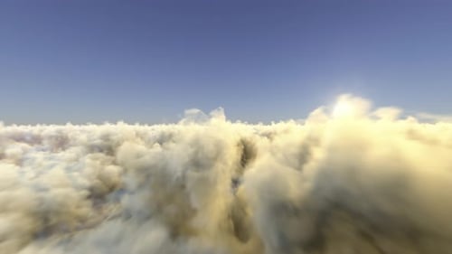 Infinite Fly Through The Cinematic Dawn Clouds Sunrise Background Seamless Loop version 01