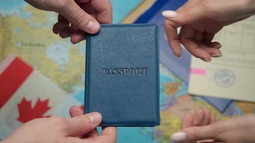 Passport with Flag on World Map for Travel