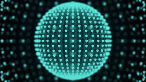 Cyber Security Shield Sphere Animation – Futuristic Blue Digital Protection Network Loop