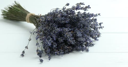 Dried Lavender Flower Bouquet on White Table