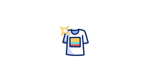 Animated Flat Design T-Shirt Icon with Sparkle