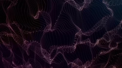 Fondo de elemento de diseño animado con movimiento de partículas coloridas y líneas en movimiento brillantes.4k