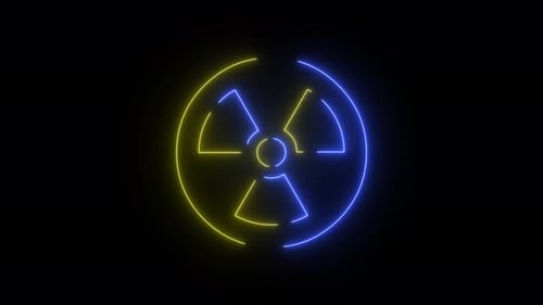 Placa de Neon Hazard animada. Fundo brilhante do símbolo Hazard
.