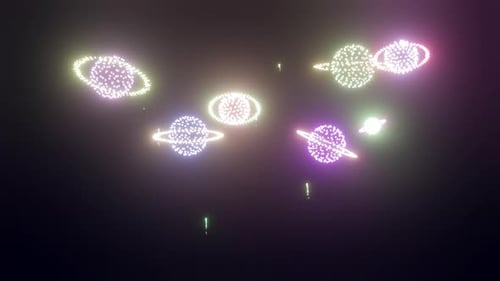 Neon Space Planets Reveal Logo or Title Animation