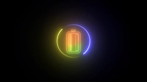 Neon Glowing Battery Charging Animation Icon