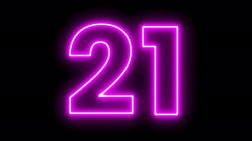 Neon Number 21 Reveal Animation
