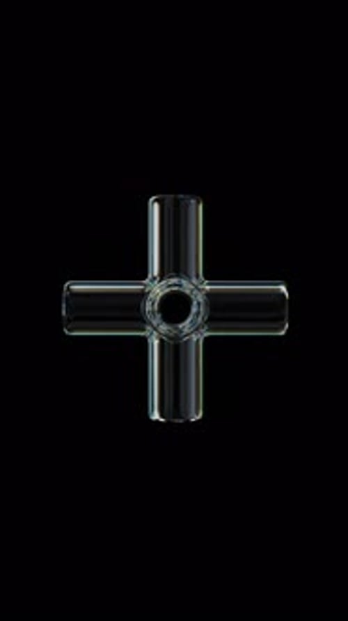 3d Transparent Rotating Glossy Hollow Cross with Dispersion Effect Rainbow Colors Reflection Glass