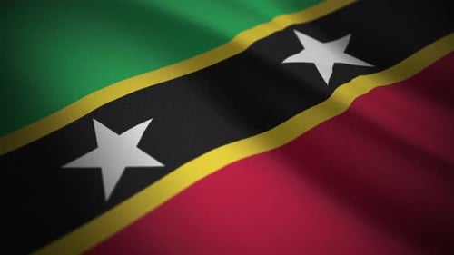 Realistic Fabric St. Kitts and Nevis Flag Waving Loop