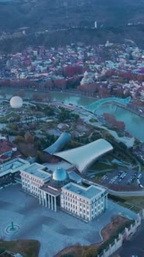 Vertical Video Aerial Glory Tbilisi Georgia's Most Beautiful City in Autumn