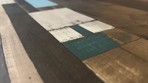 Colorful Planks of Wood Surface Close Up Dolly