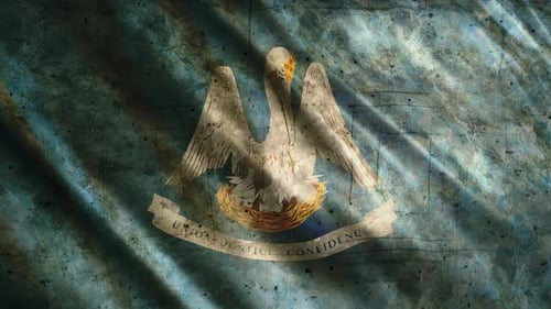 Distressed Waving Louisiana State Flag with Grunge Texture