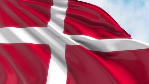 Realistic Denmark Flag Waving in Wind Animation