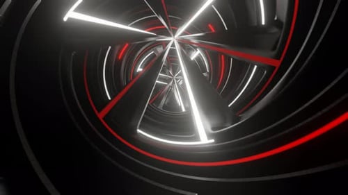 Red And White Neon Spiral Ventilation Background Vj Loop In 4K