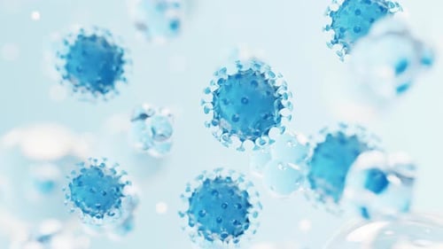 Floating Blue Microscopic Organisms 3D Animated Background