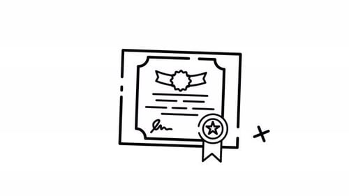 Animated certificate line art icon for Achievement and award