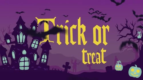 Halloween Trick or Treat Text Animation with Spooky Bats
