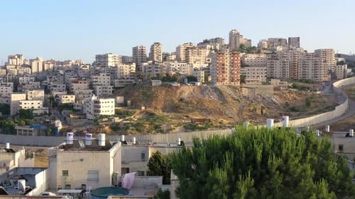 Security Wall divide Israel and Palestine- Aerial view