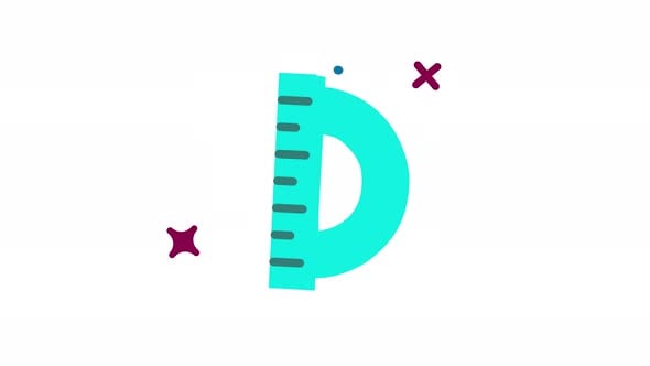 Animated protractor with ruler icon . Seamless looping video with alpha ...