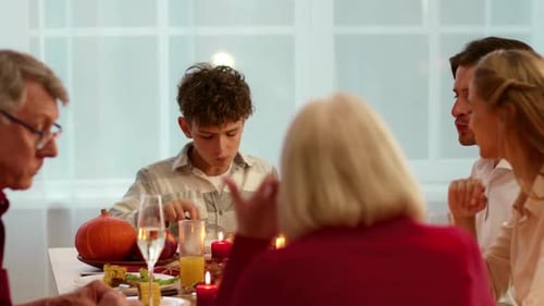 Multi-Generational Family Meal Gathering in Home