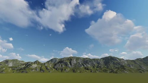 Seamless Loop of Green Mountain Landscape and Sky