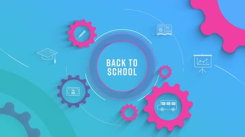 Flat Infographic Icons Background Back To School Loopable Animation