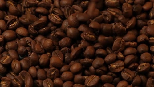 Coffee Beans Being Poured in Close Up