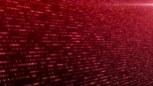 Futuristic Information Red Technology Background: High-Tech Binary Code Animation