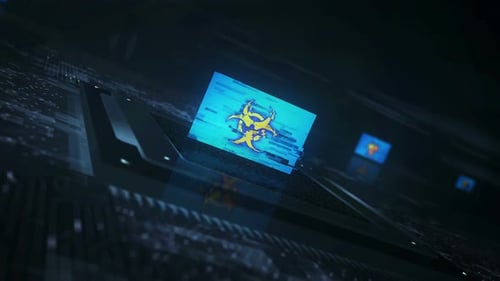 Biohazard-Flagge auf der Computer-CPU