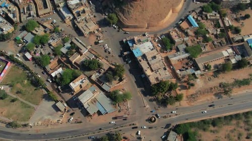 Aerial vertical panning video of ancient Fortress in Jaisalmer & its surrounding City