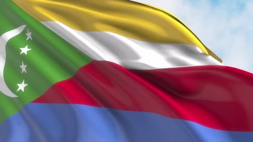 Comoros Flag Waving Loop in Realistic Style