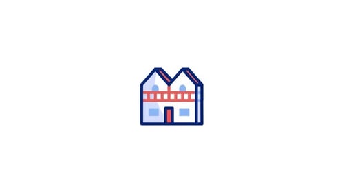 Animated House Icon Reveal in Flat Design Style