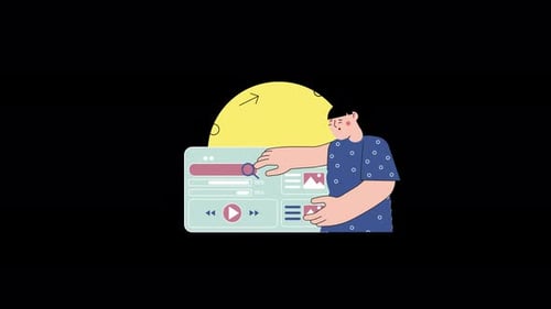 Flat Design Character Interacting With Digital Interface