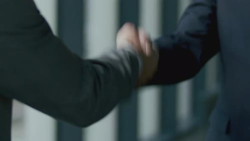 Close-Up of Handshake between Businessmen in Formal Attire